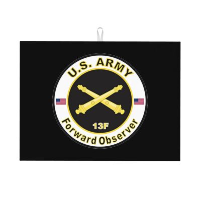 WOLEN US Army MOS 13F Forward Observer Drying Mat 18x24 inche Kitchen Microfiber Dish Drying Mat, White