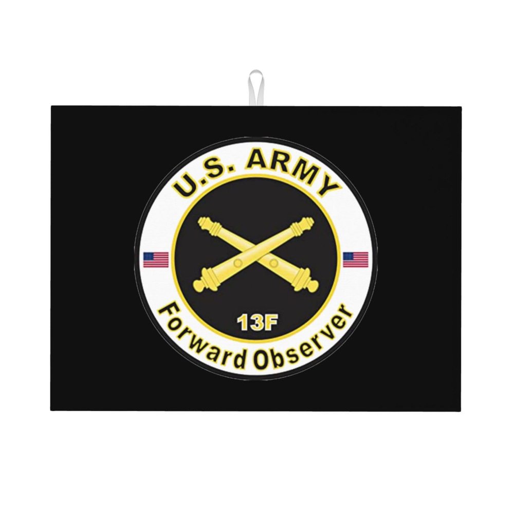 WOLEN US Army MOS 13F Forward Observer Drying Mat 18x24 inche Kitchen Microfiber Dish Drying Mat, White