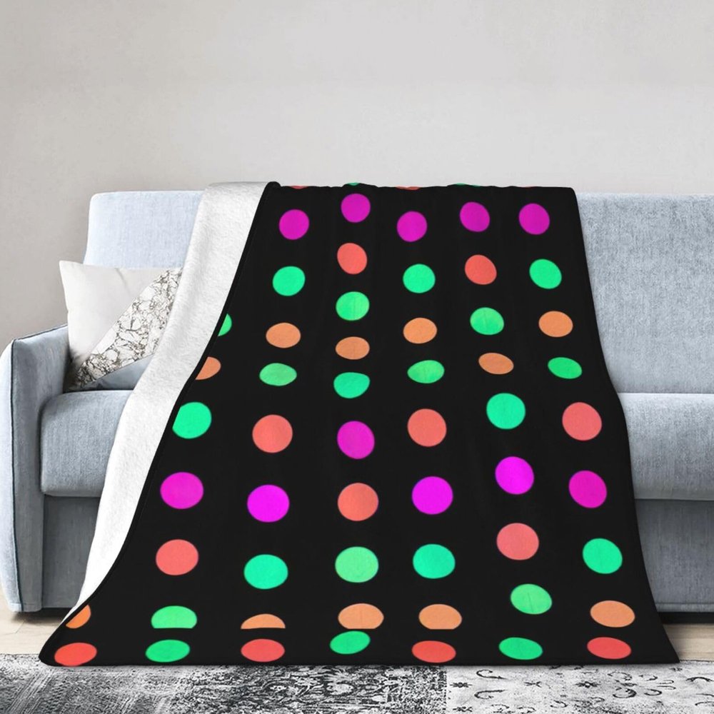 WURTON Multicolor Polka Dots Print Cozy Ultra-Soft Micro Flannel Versatile Throw Blanket Adult Women Kids Gift 60x50in
