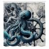 Ambesonne Blue Shower Curtain, Nautical Concept Gothic Marine Fantasy Sailors Nightmare Kraken Siren, Cloth Fabric Bathroom Decor Set with Hooks, 69" W x 70" L, Dark Blue Grey and Ivory view 4