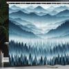 Ambesonne Blue Shower Curtain, Panoramic Scenery Landscape Misty Mountains Woodland Dense Forest Wild Nature View, Cloth Fabric Bathroom Decor Set with Hooks, 69" W x 84" L, Slate Blue view 1