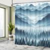 Ambesonne Blue Shower Curtain, Panoramic Scenery Landscape Misty Mountains Woodland Dense Forest Wild Nature View, Cloth Fabric Bathroom Decor Set with Hooks, 69" W x 84" L, Slate Blue view 2