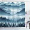 Ambesonne Blue Shower Curtain, Panoramic Scenery Landscape Misty Mountains Woodland Dense Forest Wild Nature View, Cloth Fabric Bathroom Decor Set with Hooks, 69" W x 84" L, Slate Blue view 3