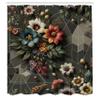 Ambesonne Floral Shower Curtain, Futurist Geometry Art Triangle Square Ornate Flowery Bouquet Pattern, Cloth Fabric Bathroom Decor Set with Hooks, 69" W x 75" L, Grey Laurel Green Redwood view 4