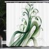 Ambesonne Green Shower Curtain, Modern Abstract Design Curlicue Leaves and Dreamy Stripes with Jungle Tones, Cloth Fabric Bathroom Decor Set with Hooks, 69" W x 84" L, White Emerald Teal view 1