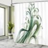 Ambesonne Green Shower Curtain, Modern Abstract Design Curlicue Leaves and Dreamy Stripes with Jungle Tones, Cloth Fabric Bathroom Decor Set with Hooks, 69" W x 84" L, White Emerald Teal view 2