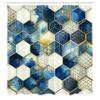 Ambesonne Blue Shower Curtain, Honeycomb Mesh Motif with Watercolor and Geometric Details Hexagon Grid, Cloth Fabric Bathroom Decor Set with Hooks, 69" W x 70" L, Dark Turquoise and Camel view 4