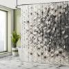 Ambesonne Black and White Shower Curtain, Geometric Design Abstract Connections of Mosaic Look Polygons, Cloth Fabric Bathroom Decor Set with Hooks, 69" W x 70" L, Eggshell Charcoal Grey view 2