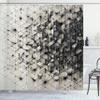 Ambesonne Black and White Shower Curtain, Geometric Design Abstract Connections of Mosaic Look Polygons, Cloth Fabric Bathroom Decor Set with Hooks, 69" W x 70" L, Eggshell Charcoal Grey view 3
