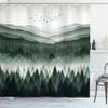 Ambesonne Green Shower Curtain, Modern Print of Woods Scenery Featuring Scandi Mountain Wilderness and Birds, Cloth Fabric Bathroom Decor Set with Hooks, 69" W x 70" L, Emerald Off White view 3