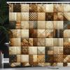 Ambesonne Brown Shower Curtain, Patchwork Inspired Cubes in Bohemian Concept Block Squares Ethnic Feels, Cloth Fabric Bathroom Decor Set with Hooks, 69" W x 75" L, Dark Cocoa Warm Taupe view 1