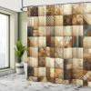 Ambesonne Brown Shower Curtain, Patchwork Inspired Cubes in Bohemian Concept Block Squares Ethnic Feels, Cloth Fabric Bathroom Decor Set with Hooks, 69" W x 75" L, Dark Cocoa Warm Taupe view 2