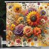 Ambesonne Colorful Shower Curtain, Spring Happiness of Farmhouse Concept Art Sunflower and Rose Huddles, Cloth Fabric Bathroom Decor Set with Hooks, 69" W x 75" L, Indigo Pale Green view 1