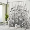 Ambesonne Black and White Shower Curtain, Blooming Meadow of Wildflowers on Retro Thin Lines Background, Cloth Fabric Bathroom Decor Set with Hooks, 69" W x 70" L, Pale Grey and Off White view 2
