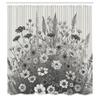 Ambesonne Black and White Shower Curtain, Blooming Meadow of Wildflowers on Retro Thin Lines Background, Cloth Fabric Bathroom Decor Set with Hooks, 69" W x 70" L, Pale Grey and Off White view 4