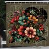 Ambesonne Floral Shower Curtain, Futurist Composition of Geometric Lines Shapes and Flower Bouquet Art, Cloth Fabric Bathroom Decor Set with Hooks, 69" W x 75" L, Slate Brown Seafoam Coral view 1