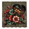 Ambesonne Floral Shower Curtain, Futurist Composition of Geometric Lines Shapes and Flower Bouquet Art, Cloth Fabric Bathroom Decor Set with Hooks, 69" W x 75" L, Slate Brown Seafoam Coral view 4