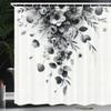 Ambesonne Black and White Shower Curtain, Romantic Grayscale Floral Design Wild Meadow Flowers and Eucalyptus Leaves, Cloth Fabric Bathroom Decor Set with Hooks, 69" W x 70" L, White Grey view 1