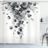 Ambesonne Black and White Shower Curtain, Romantic Grayscale Floral Design Wild Meadow Flowers and Eucalyptus Leaves, Cloth Fabric Bathroom Decor Set with Hooks, 69" W x 70" L, White Grey view 3