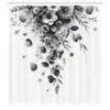 Ambesonne Black and White Shower Curtain, Romantic Grayscale Floral Design Wild Meadow Flowers and Eucalyptus Leaves, Cloth Fabric Bathroom Decor Set with Hooks, 69" W x 70" L, White Grey view 4