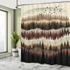 Ambesonne Brown Shower Curtain, Wild Nature Illustration of Zigzag Look Pine Trees Forest Modern Concept, Cloth Fabric Bathroom Decor Set with Hooks, 69" W x 75" L, Tan Burgundy and Ivory view 2