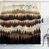Ambesonne Brown Shower Curtain, Wild Nature Illustration of Zigzag Look Pine Trees Forest Modern Concept, Cloth Fabric Bathroom Decor Set with Hooks, 69" W x 75" L, Tan Burgundy and Ivory view 3