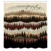 Ambesonne Brown Shower Curtain, Wild Nature Illustration of Zigzag Look Pine Trees Forest Modern Concept, Cloth Fabric Bathroom Decor Set with Hooks, 69" W x 75" L, Tan Burgundy and Ivory view 4