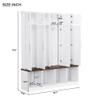 SIYSNKSI Multi-Functional Hall Tree with 4 Hidden Hanging Hooks, Brown Wood Grain Bench with Multiple Storage Space, Entryway Cabinet with Open Compartments for Living Room, Hallway (White-15.6) view 4