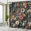Ambesonne Floral Shower Curtain, Futurist Garden Flowery Atmosphere with Gentle Petals on Greyish Back, Cloth Fabric Bathroom Decor Set with Hooks, 69" W x 84" L, Sage Green Marigold Coral view 2