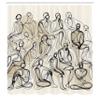 Ambesonne Aesthetic Shower Curtain, Continuous Line Illustration of Crowded People Contemporary Concept, Cloth Fabric Bathroom Decor Set with Hooks, 69" W x 84" L, Ivory and Charcoal Grey view 4