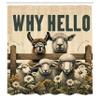 Ambesonne Farmhouse Shower Curtain, Why Hello Lettering with Alpaca Cow and Sheep in Meadow Flowers, Cloth Fabric Bathroom Decor Set with Hooks, 69" W x 84" L, Beige Brown and Reseda Green view 4