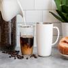 Vinglac Stainless Steel Coffee Mug- Insulated Hot and Cold Beverage Cup with Glass Insert and Lid, 12 oz (White) view 2