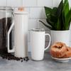 Vinglac Stainless Steel Coffee Mug- Insulated Hot and Cold Beverage Cup with Glass Insert and Lid, 12 oz (White) view 4