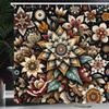 Ambesonne Boho Floral Shower Curtain, Traditional Style Ethnic Flowering Motifs Jumble Look Ornaments, Cloth Fabric Bathroom Decor Set with Hooks, 69" W x 84" L, Black Sepia and Orange view 1