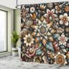 Ambesonne Boho Floral Shower Curtain, Traditional Style Ethnic Flowering Motifs Jumble Look Ornaments, Cloth Fabric Bathroom Decor Set with Hooks, 69" W x 84" L, Black Sepia and Orange view 2