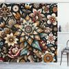 Ambesonne Boho Floral Shower Curtain, Traditional Style Ethnic Flowering Motifs Jumble Look Ornaments, Cloth Fabric Bathroom Decor Set with Hooks, 69" W x 84" L, Black Sepia and Orange view 3