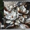Ambesonne Brown Shower Curtain, Magnolia Flowers on Abstract Watercolor Blend Hues Look Background, Cloth Fabric Bathroom Decor Set with Hooks, 69" W x 84" L, White Dark Grey and Chocolate view 1