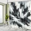 Ambesonne Black and White Shower Curtain, Abstract Art of Bold Brush Strokes in Monochrome Painting Print, Cloth Fabric Bathroom Decor Set with Hooks, 69" W x 75" L, Dark Blue Grey view 2