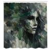 Ambesonne Dark Green Shower Curtain, Abstract Painting of a Lady's Portrait with Harsh Bold Brush Strokes, Cloth Fabric Bathroom Decor Set with Hooks, 69" W x 75" L, Dimgray Dark Eggshell view 4