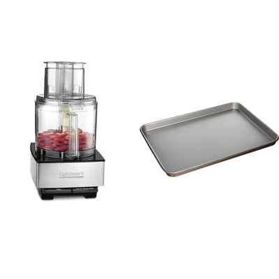 Cuisinart Food Processor 14-Cup Vegetable Chopper for Mincing, Dicing, Shredding, Puree & Kneading Dough, Stainless Steel, DFP-14BCNY & Baking Sheet, 17 Inch Sheet Pan for Baking, Bronze, AMB-17BSBZ
