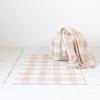 Creative Co-Op Cotton Tufted Pouf with Plaid Pattern, Blush and Cream view 2