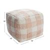 Creative Co-Op Cotton Tufted Pouf with Plaid Pattern, Blush and Cream view 4