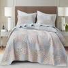 Chezmoi Collection Holly 3-Piece Printed Patchwork Cotton Quilt Set - Flower Floral Candy Stripe Polka Dots - Stone Washed Lightweight Bedspread, Full Size view 1