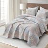 Chezmoi Collection Holly 3-Piece Printed Patchwork Cotton Quilt Set - Flower Floral Candy Stripe Polka Dots - Stone Washed Lightweight Bedspread, Full Size view 3