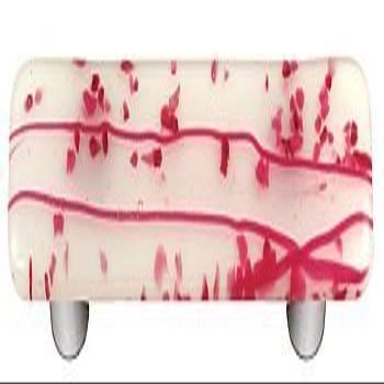 212 Main Mardi Gras Pink with White Rectangle Glass Cabinet Pull - Black Post