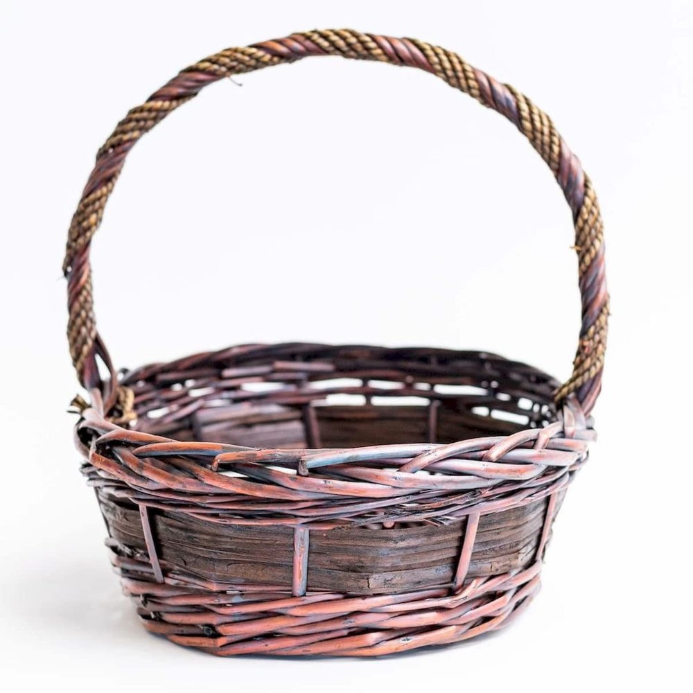 Round Mahogany with Handle Basket