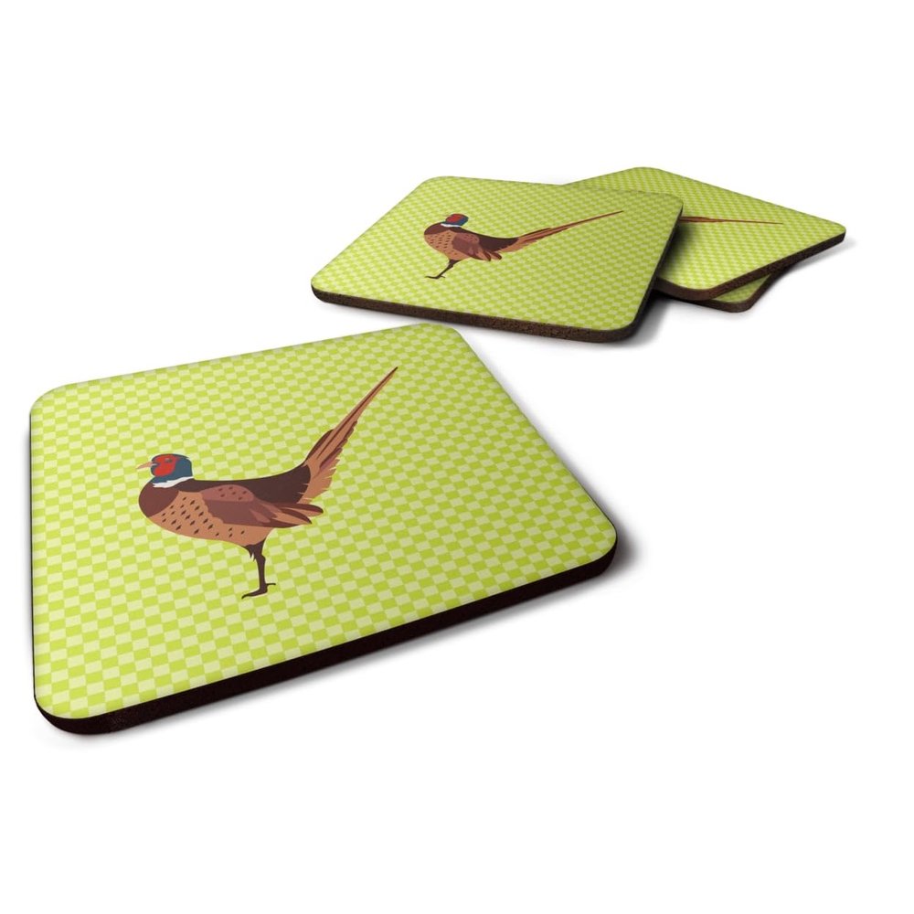 212 Main Ring-Necked Common Pheasant Green Foam Coaster, Set of 4
