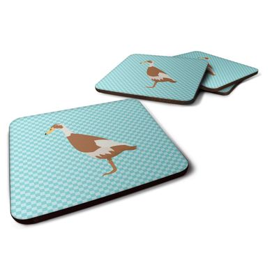 212 Main Indian Runner Duck Blue Check Foam Coaster, Set of 4