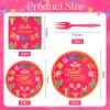 Sunnychicc 96 Pcs Fiesta Tableware Set Fiesta Party Supplies Includes Paper Plates Napkins Forks Disposable Dinnerware for Mexican Taco Party Cinco De Mayo Bridal Shower Baby Shower Serve 24 view 2