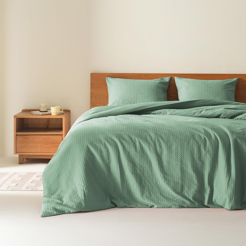 Comfort Spaces Sage Green Twin Duvet Cover Set - 2 Pieces Breathable Dotted Weave Texture Duvet Sets, Modern Farmhouse Boho Duvet Cover & Sham, All Season Twin Bed Set, Twin/Twin XL Green